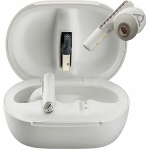 Poly Voyager Free 60+ UC Wireless Earbud Stereo Earset - White Sand - Microsoft Teams Certification - Siri, Google Assista
