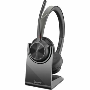 Poly Voyager 4300 UC 4320-M UC Kabel/Kabellos Auf den Ohren, Kopfbügel Stereo Headset - Schwarz - Microsoft-Teams-Zertifiz