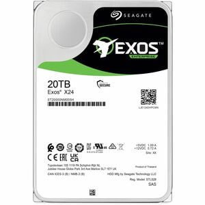 Seagate Exos X24 ST20000NM005H 20 TB Hard Drive - 3.5" Internal - SAS (12Gb/s SAS) - Conventional Magnetic Recording (CMR)