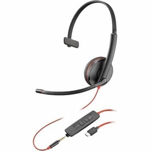 Poly Blackwire 3215 Kabel Auf den Ohren Mono Headset - Schwarz - Microsoft-Teams-Zertifizierung - Monaural - Geschlossen -