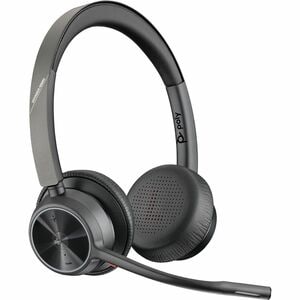 Poly Voyager 4300 UC 4320-M Com fios/sem fios Headset, Na orelha Estéreo Fone de ouvido - Preto - Google Assistant, Siri -