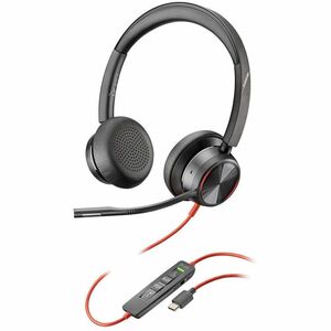 Poly Blackwire 8225 Wired On-ear, Over-the-head Stereo Headset - Black - Microsoft Teams Certification - Binaural - Supra-