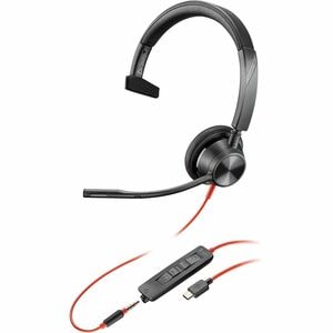 Poly Blackwire 3315 Wired On-ear Mono Headset - Black - Monaural - Ear-cup - 32 Ohm - 213.4 cm Cable - Omni-directional Mi