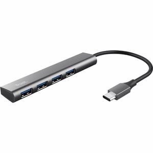 Trust Halyx USB Hub - USB Type C - 640 MB/s - Keyboard, Mouse, Camera, Headset - Desktop - Grey - 4 Total USB Port(s) - iO