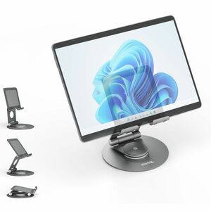 Plugable Swivel Tablet Stand Holder, 360° Rotating Base Tablet Holder for Phones and Tablets up to 12.9" - Adjustable and 