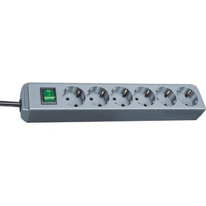 Brennenstuhl Eco-Line Power Strip - 6 x AC Power - 1.50 m Cord - Grey