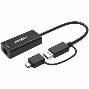 Origin Gigabit Ethernet Adapter - 1000Base-T - Black - USB 3.0 Type C - 1 Port(s) - 1 - Twisted Pair