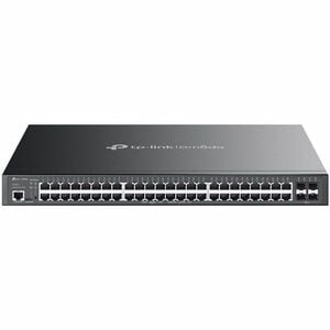 TP Link TP-Link Omada 52-Port Gigabit L2+ Managed Switch with 48-Port PoE+ - 48 Ports - Manageable - Gigabit Ethernet - 10/100/1000Base-T, 1000Base-X - 2 Layer Supported - Modular - 4 SFP Slots - 464.20 W Power Consumption - 384 W PoE Budget - Twisted Pair, Optical Fiber - PoE Ports - Rack-mountable, Desktop