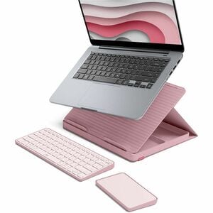 Logitech Casa Pop-Up Desk Work From Home Kit with Laptop Stand, for Laptop/MacBook (10" to 17"), Rose - Bohemian Blush