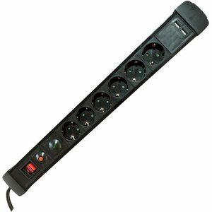 SOCKET STRIP 6S PVC 1.5M 2U BK SURGE AND OVERLOAD PROTECTION