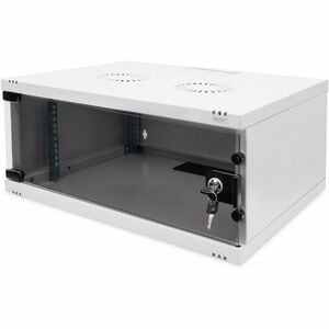 Digitus 4U Wandmontierbar Geschlossener Schrank Rackschrank für Networking, Ausrüstung - Hellgrau - Glas, Blech - 60 kg Ma