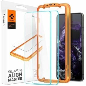 Spigen GLAS.tR Align Master 9H Tempered Glass Screen Protector for Pixel 8 - Black, Clear, Transparent - 2 Piece - For OLE