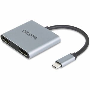 Dicota USB Type C Docking Station for Desktop PC, Notebook - Silver - Portable - 2 Displays Supported - 4K - 3840 x 2160 -