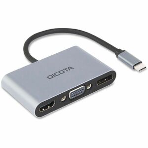 Dicota USB Type C Docking Station for Notebook, Desktop PC - Silver - Portable - Full HD, 4K @ 60Hz - 3840 x 2160, 1920 x 