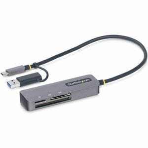 StarTech.com 3 Slot(s) Flash Reader - USB 3.2 (Gen 1) Type A, USB 3.2 (Gen 1) Type C - External - 1 - 640 MB/s - SD, SDHC,