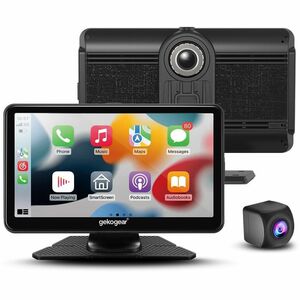 GekoGear Orbit C110 7" Infotainment Display with Dash Cam and Backup Cam - 7" Screen - Front/Rear - Wireless - 1024 x 600 