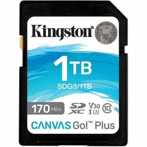 SDXC Kingston Canvas Go! Plus - 1 TB - Classe 10 di tipo UHS-I (U3) - V30 - 170 MB/s Lettura - 90 MB/s Scrittura