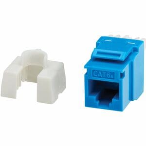 Eaton Tripp Lite Series Cat6a Keystone Jacks, 25 Pack - 4PPoE Compliant, 110/Krone, 568A/B, RJ45 Ethernet, Blue, TAA - 25 