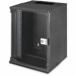 Digitus SOHO PRO 9U Wall Mountable Enclosed Cabinet Rack Cabinet for Networking254 mm Rack Depth - Black - Glass, Sheet St