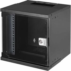 Digitus SOHO PRO 6U Wall Mountable Enclosed Cabinet Rack Cabinet for Networking254 mm Rack Depth - Black - Glass, Steel, S