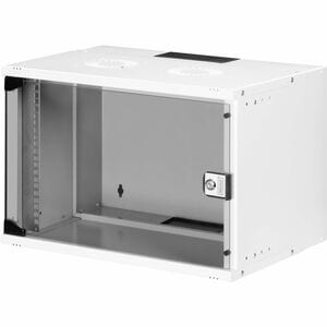 Digitus SOHO PRO 7U Wall Mountable Enclosed Cabinet Rack Cabinet for Networking327 mm Rack Depth - Light Grey - Glass, Pla