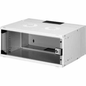 Digitus SOHO PRO 4U Wall Mountable Enclosed Cabinet Rack Cabinet for Networking327 mm Rack Depth - Light Grey - Steel, She