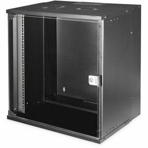 Digitus SOHO PRO 12U Wall Mountable Enclosed Cabinet Rack Cabinet for Networking - Jet Black - Glass, Steel, Sheet Steel -