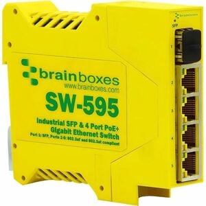 Brainboxes Industrial 1 SFP & 4 Port PoE+ Gigabit Ethernet Switch - 4 Ports - Gigabit Ethernet - 10/100/1000Base-T, 1000Ba