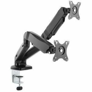 Dual Desk Mount for TV & Monitors (Full Motion Spring), For screens 10" to 27", C-Clamp or Grommet Assembly,VESA compatabi