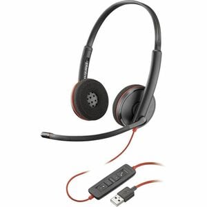 Poly Blackwire C3220 有线 头戴式, 挂耳式 立体声 耳机 - 黑 - 双声道 - 上耳式 - 32 欧姆 - 20 Hz 到 20 kHz - 158.5 cm 线缆 - 降噪 麦克风 - C型 USB