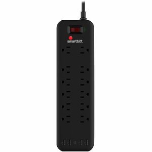 Supresor/Protector de Sobretensión Smartbitt SBSS-B12-5U - NEMA 5-15P - 12 x NEMA 5-15R, 4 x USB Tipo A - 1.63kVA - 150J -
