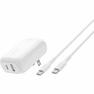 Belkin BoostCharge Dual Wall Charger 42W - 42 W - 3 ft (0.91 m) Cable - 120 V AC, 230 V AC Input - 5 V DC, 9 V DC, 15 V DC