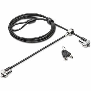 Kensington N17 Keyed Dual Head Laptop Lock for Dell Devices - TAA - 6 ft Cable - Patented T-bar/Key Lock - Carbon Steel, P