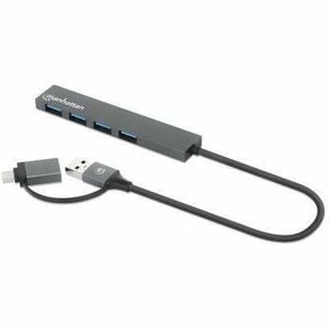 Hub de 4 puertos USB 3.2 Gen 1 con conector adaptable a Tipo C o Tipo A - Manhattan