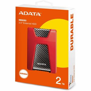 Disco Duro Pórtatil Adata DashDrive Durable HD650 AHD6502TU31CRD - Externo - 2TB - Rojo - Consola de juegos Dispositivo co