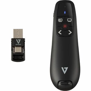 V7 WP500C Pointer - Funkfrequenz - USB-Typ C, USB Typ-A - Laser - 5 Taste(n) - Schwarz - Kabellos - 50 m - 2,40 GHz - 2 x 