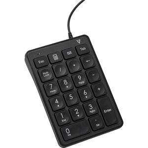 V7 KP350 Keypad - Cable Connectivity - USB Type A Interface - Black - Calculator, Email Hot Key(s) - ChromeOS, macOS Ventu