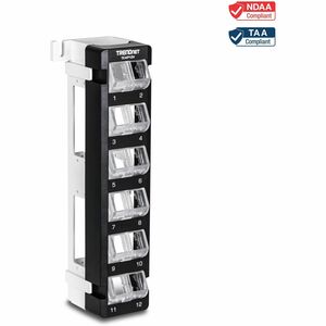 TRENDnet TC-KP12V 12 Port(s) Blank Patch Panel - Black Powder Coat - Wall Mountable