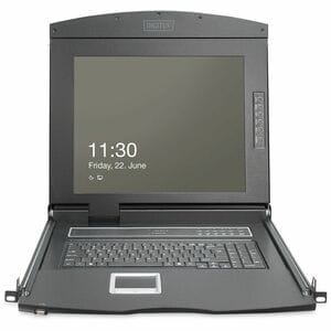 Digitus LCD Rack Console KVM Switch - Jet Black - 48.3 cm (19") LCD - HD - 1920 x 1080 - 1 x USB - 16 x VGA - Keyboard - TouchPad - 12 V DC Input Voltage - 1U High