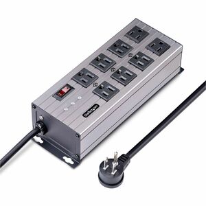 StarTech.com 8-Outlet Industrial Power Strip 125V/15A, EMI/RFI Isolation, Surge Protection, Mountable PDU, 12ft NEMA 5-15P