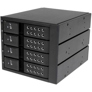 4 DRIVE BAY ALUMINUM TRAYLESS HOT SWAP MOBILE RACK BACKPLANE WITH FAN  LOCK FOR 3.5IN SAS II / SATA III - 6 GBPS HARD DRIV