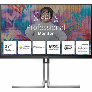 AOC Q27U3CV 27" Class WQHD LCD Monitor - 16:9 - Textured Black - 68.6 cm (27") Viewable - In-plane Switching (IPS) Technol