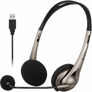 Verbatim Wired Over-the-head, On-ear Stereo Headset - Grey - Binaural - Supra-aural - 32 Ohm - 20 Hz to 20 kHz - 120 cm Ca