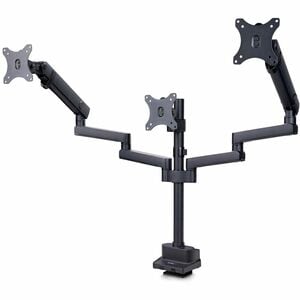 StarTech.com Triple Monitor Desk Mount For Up To Three 27in Screens, VESA 75x75/100x100, Tool-Less Arm Adjustments, C-Clam