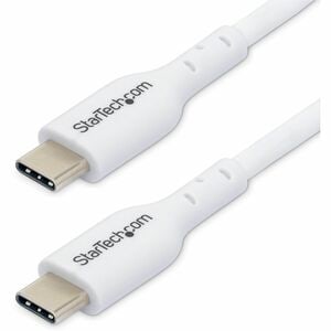 StarTech.com 3ft (0.9m) White USB-C Charging Cable, USB 2.0 Type-C Laptop Charger Cord, 60W Power Delivery, TPE Jacket, Da