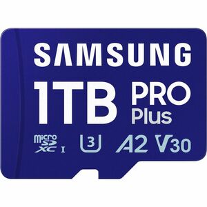 Carte microSDXC Samsung PRO Plus - 1 To - Classe 10/UHS-I (U3) - V30 - 180 Mo/s en Lecture - 130 Mo/sSpaceen Écriture - 10
