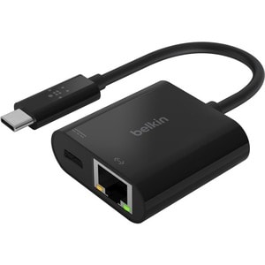 Belkin USB-C to Ethernet Adapter + Charge (60W Passthrough Power for Connected Devices, 1000 Mbps Ethernet Speeds) MacBook