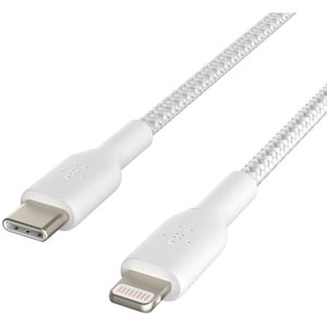 Belkin MFi Certified Braided Lightning to USB-C Charge and Sync Cable, 3.3 Feet / 1 Meters, White