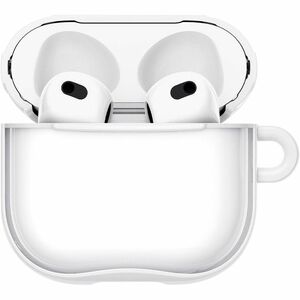 Spigen Ultra Hybrid Carrying Case Apple AirPods 4 - Jet White - Scratch Resistant - Polycarbonate Body - Carabiner Clip - 