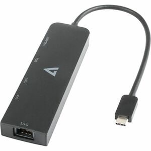 V7 V7UCRJ25GHUB-BLK Hub USB/Ethernet Combo - 10 GB/s - Preto - 3 Total USB Port(s)